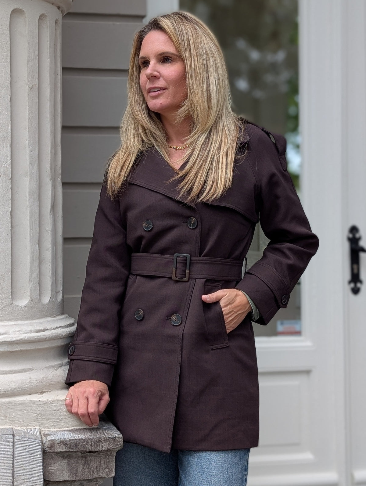 Klassieke Double-Breasted Trenchcoat – Espressobruin