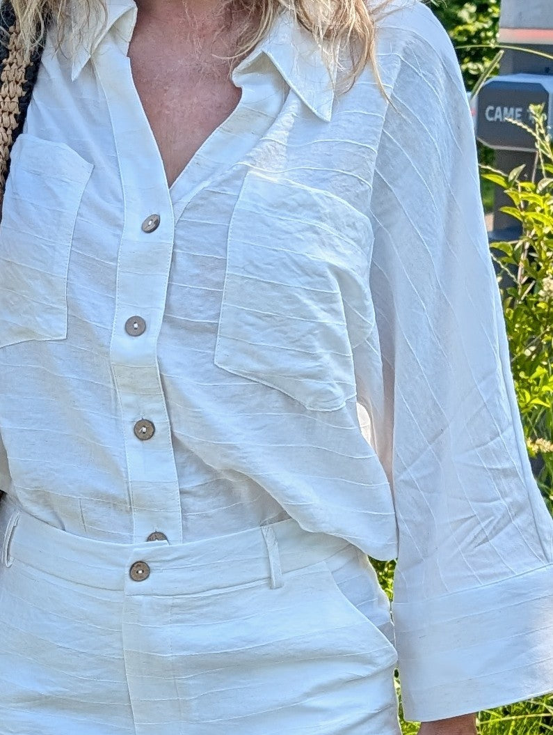 Witte Linnen blouse  - Look Co Ord Set