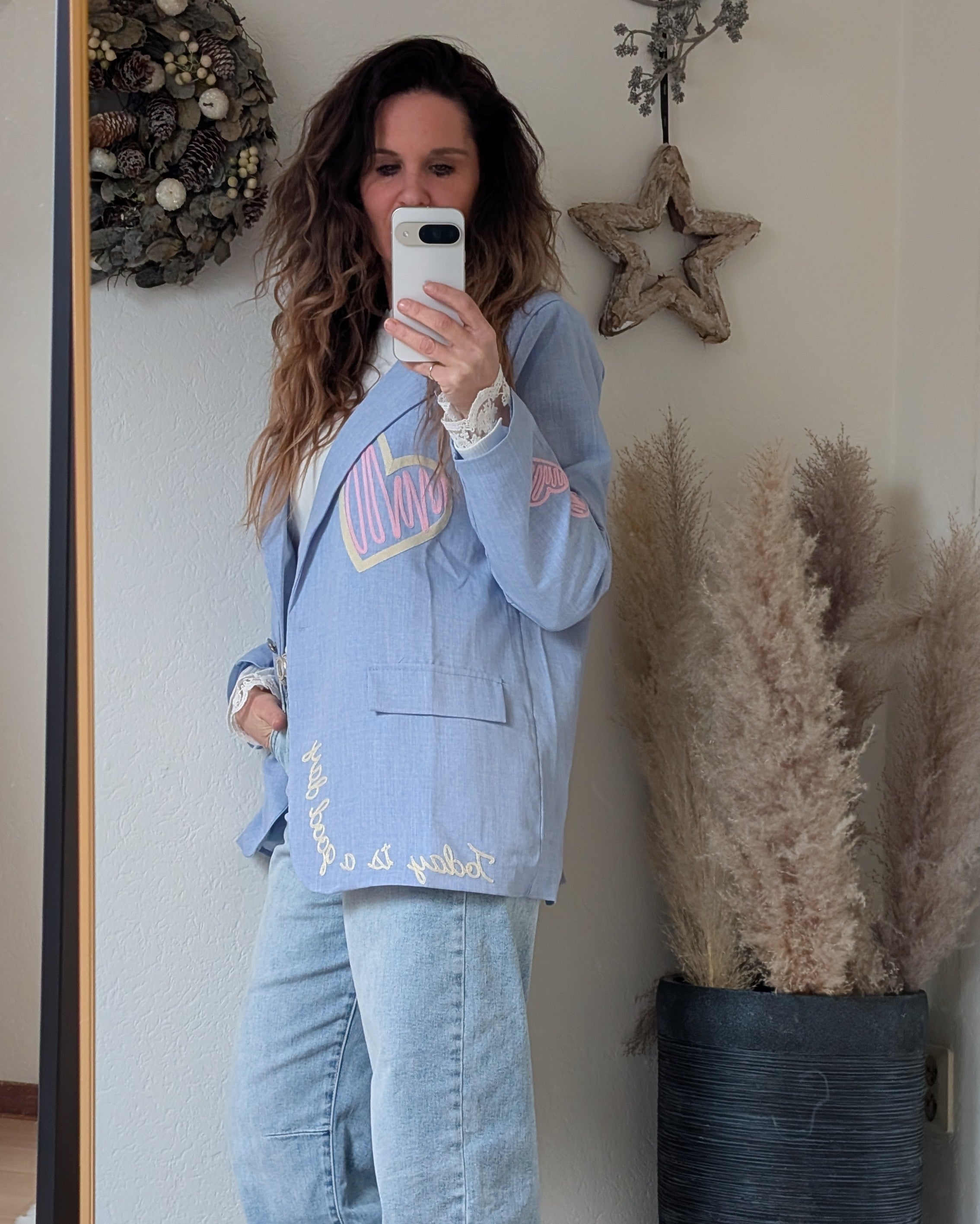 Trendy Oversized Blauwe Dames Blazer