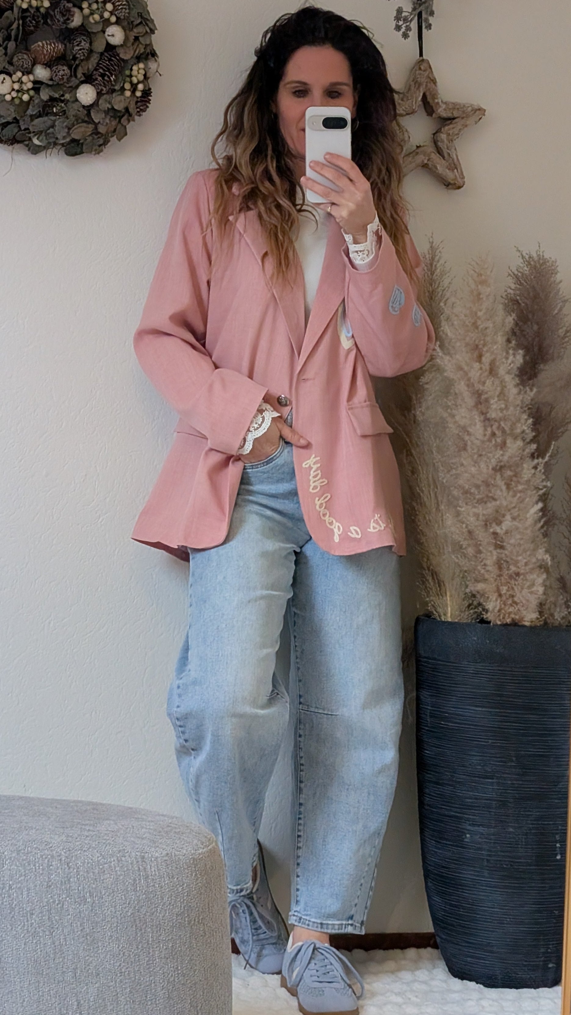 Trendy Oversized Dames Blazer met uniek hart detail