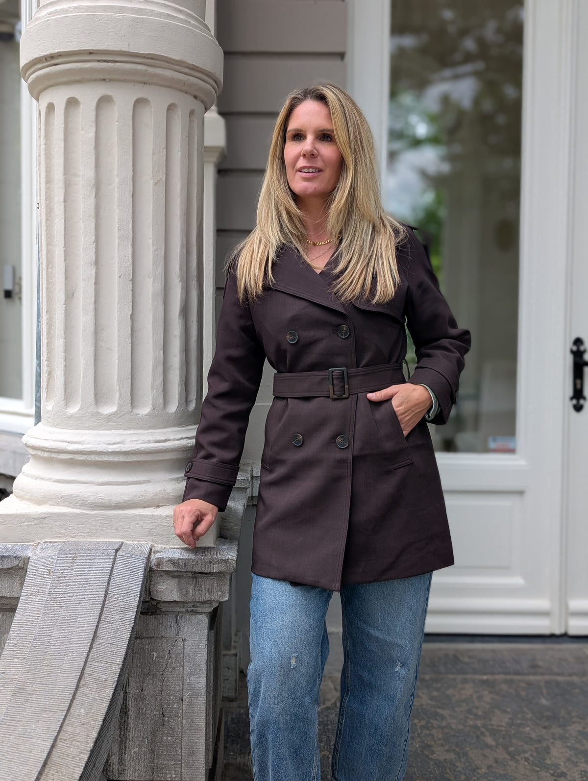 Klassieke Double-Breasted Trenchcoat – Espressobruin