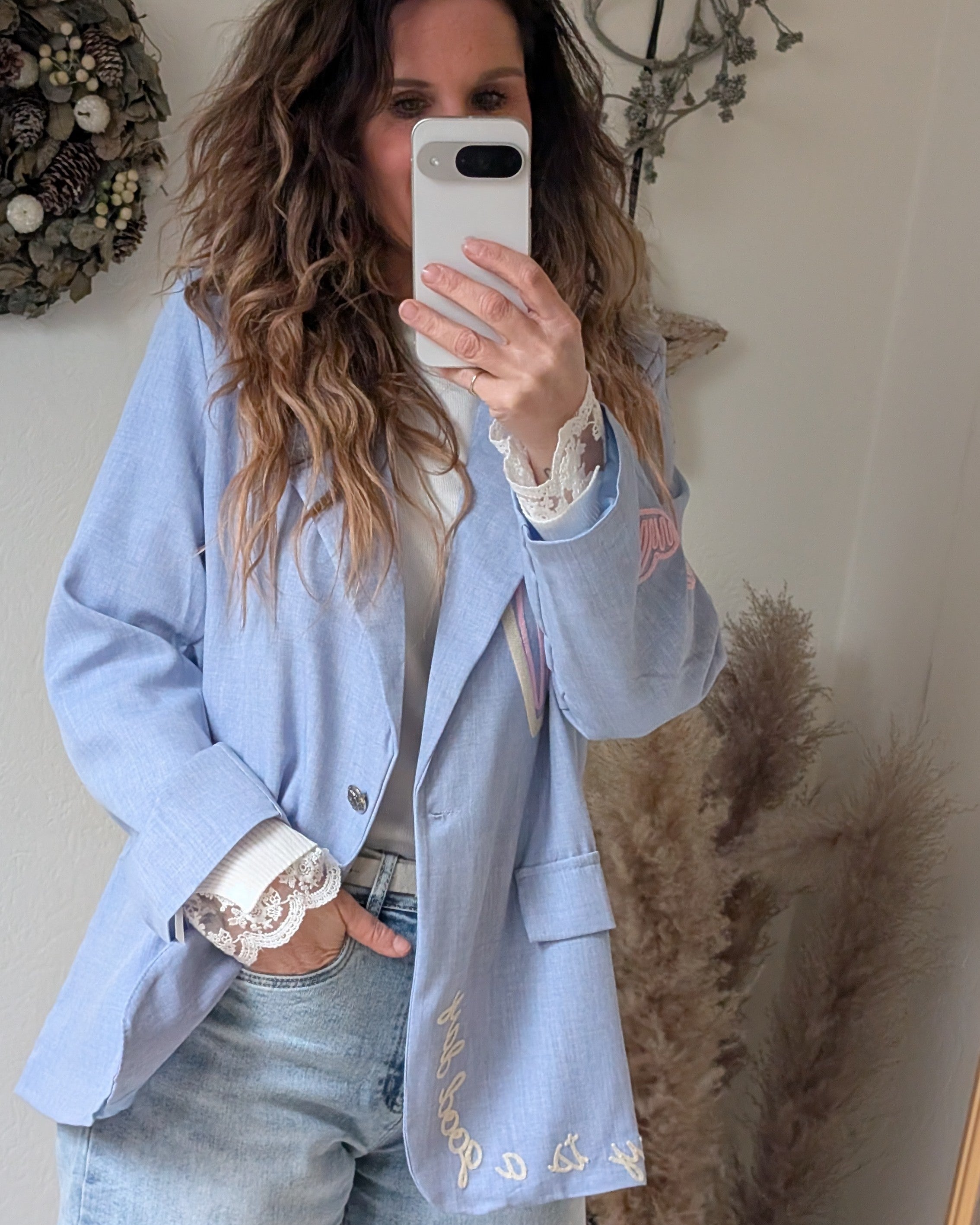 Trendy Oversized Blauwe Dames Blazer