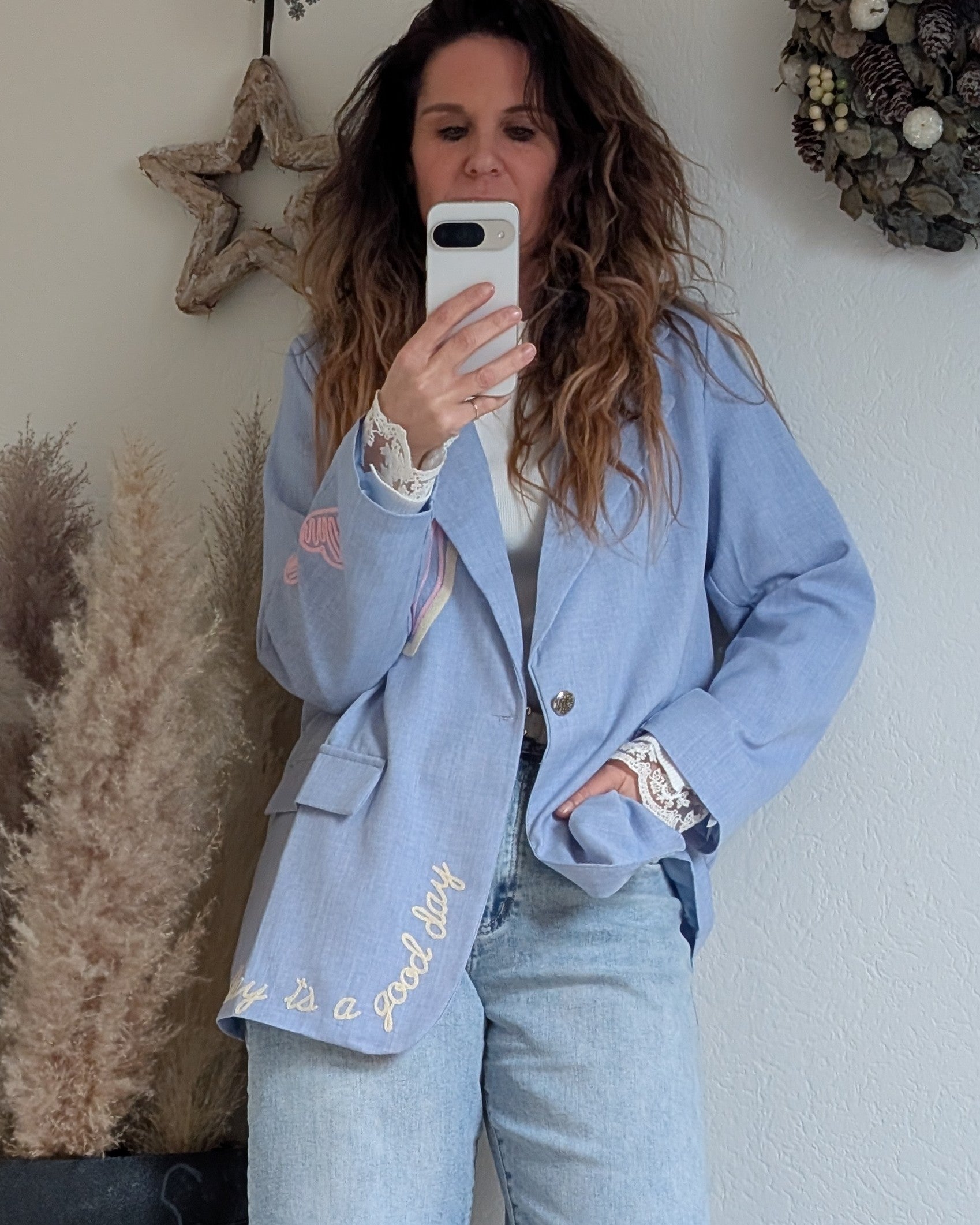 Trendy Oversized Blauwe Dames Blazer