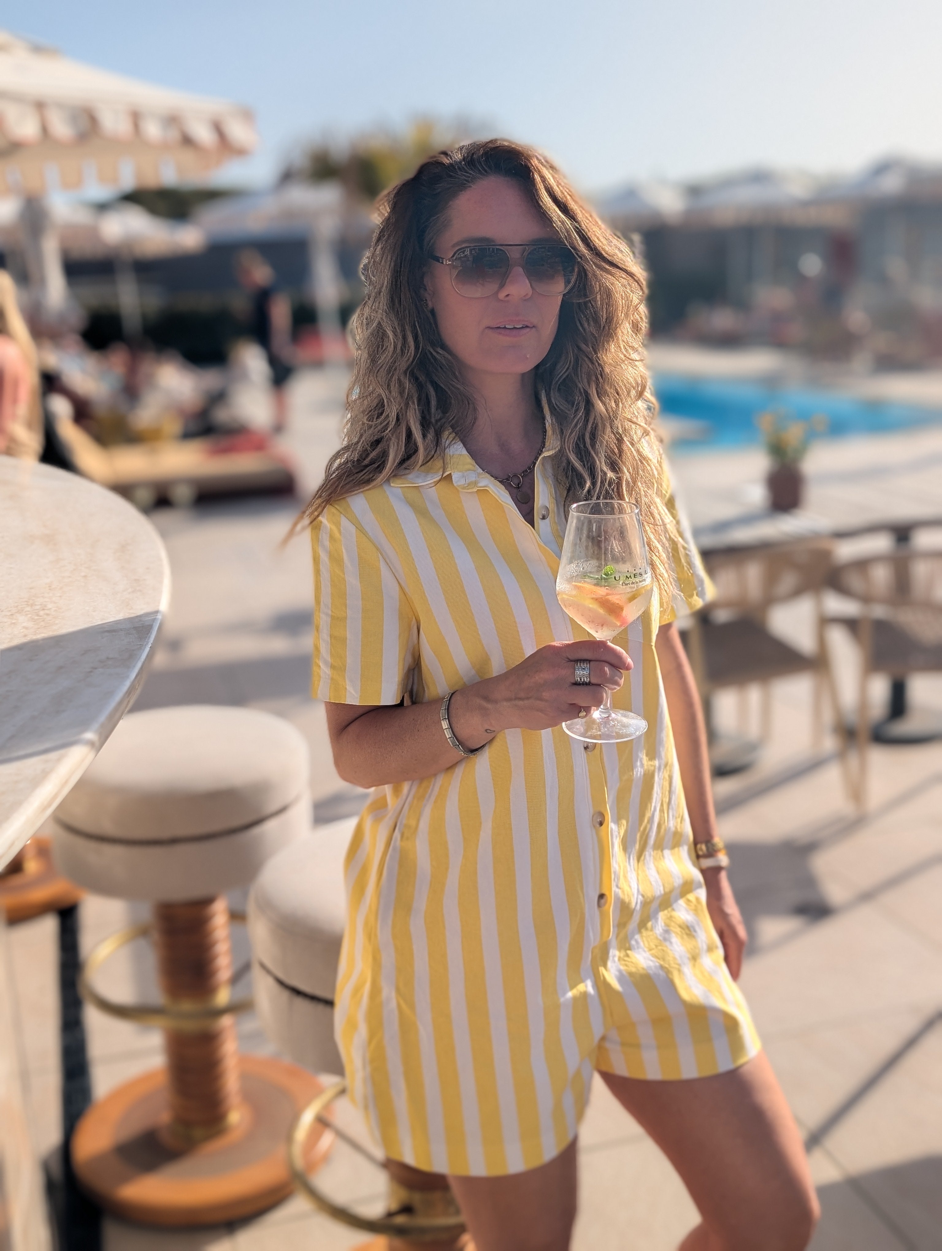 Geel / Wit gestreepte playsuit