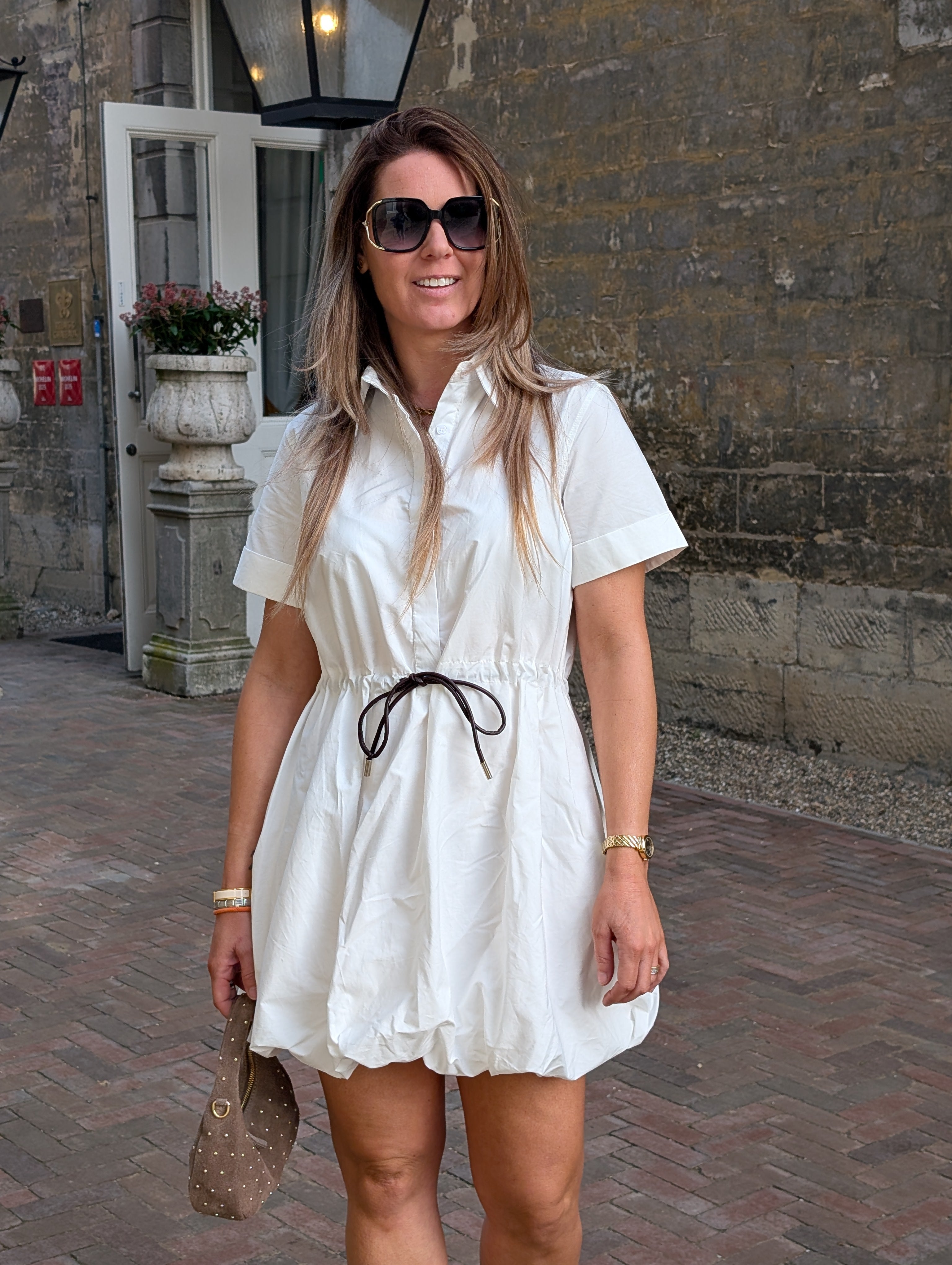 Elegante Witte Dames Jurk met Ballonrok