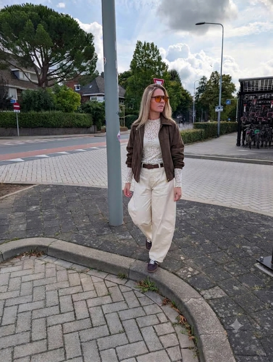 Oversized Suèdine Bomber Jasje – Donkerbruin