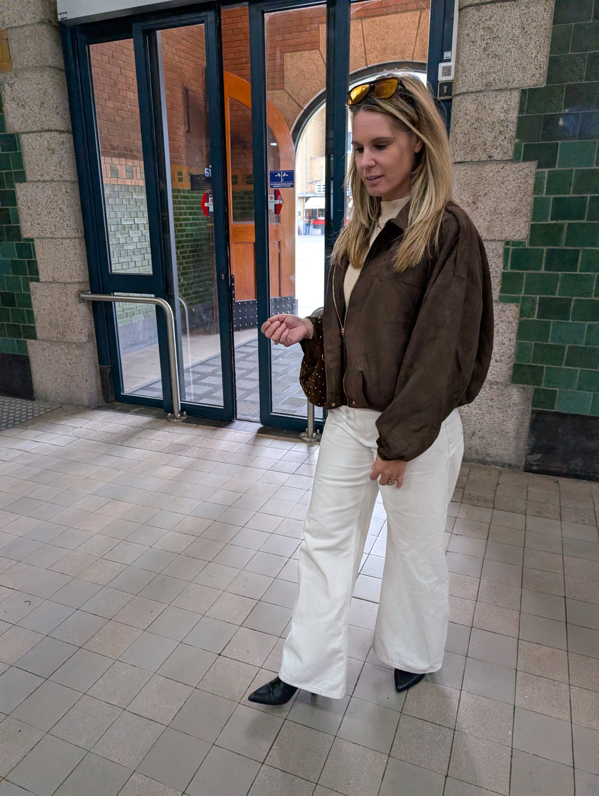 Oversized Suèdine Bomber Jasje – Donkerbruin