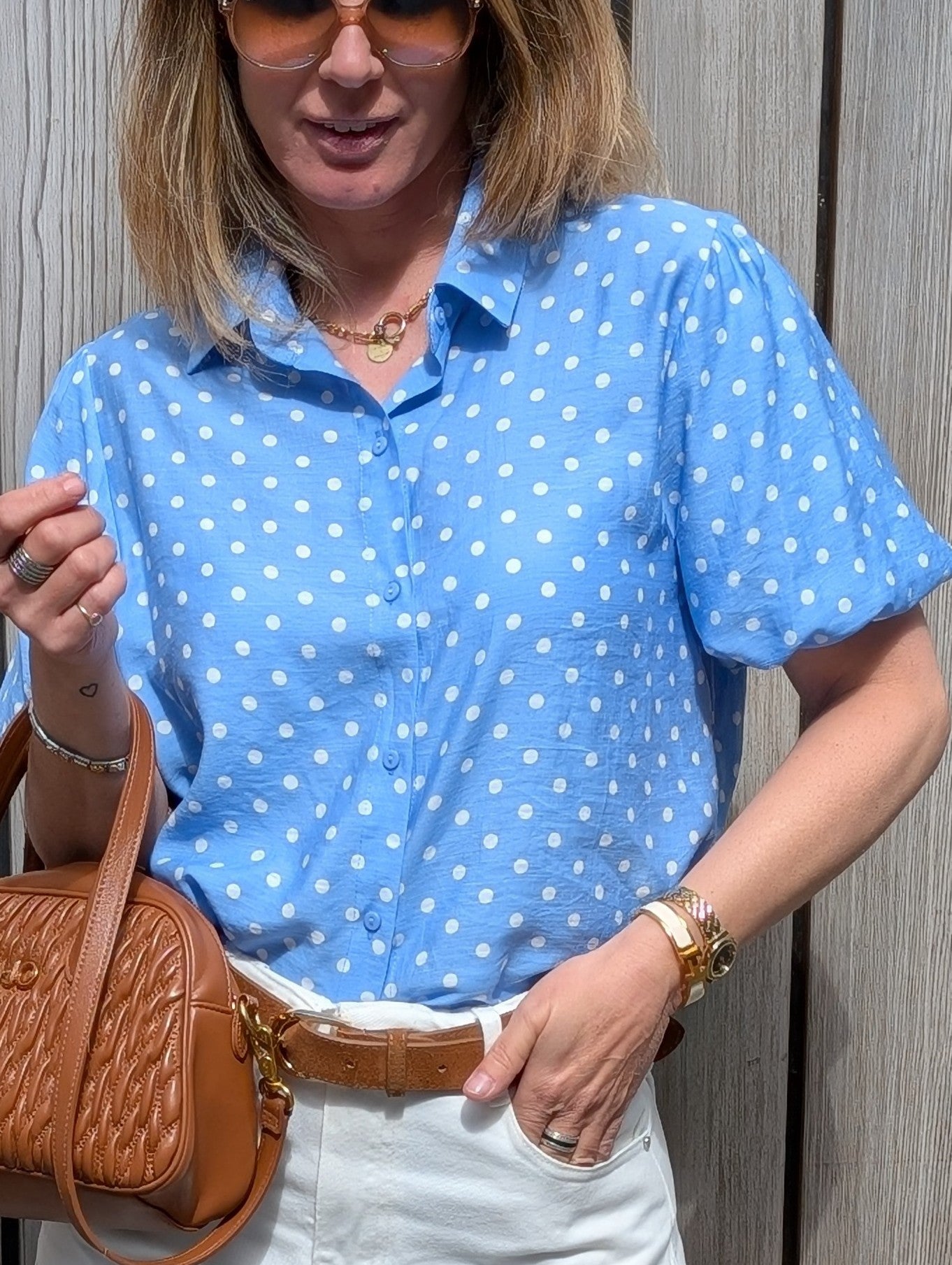 Gepofte Polka Dot Blouse