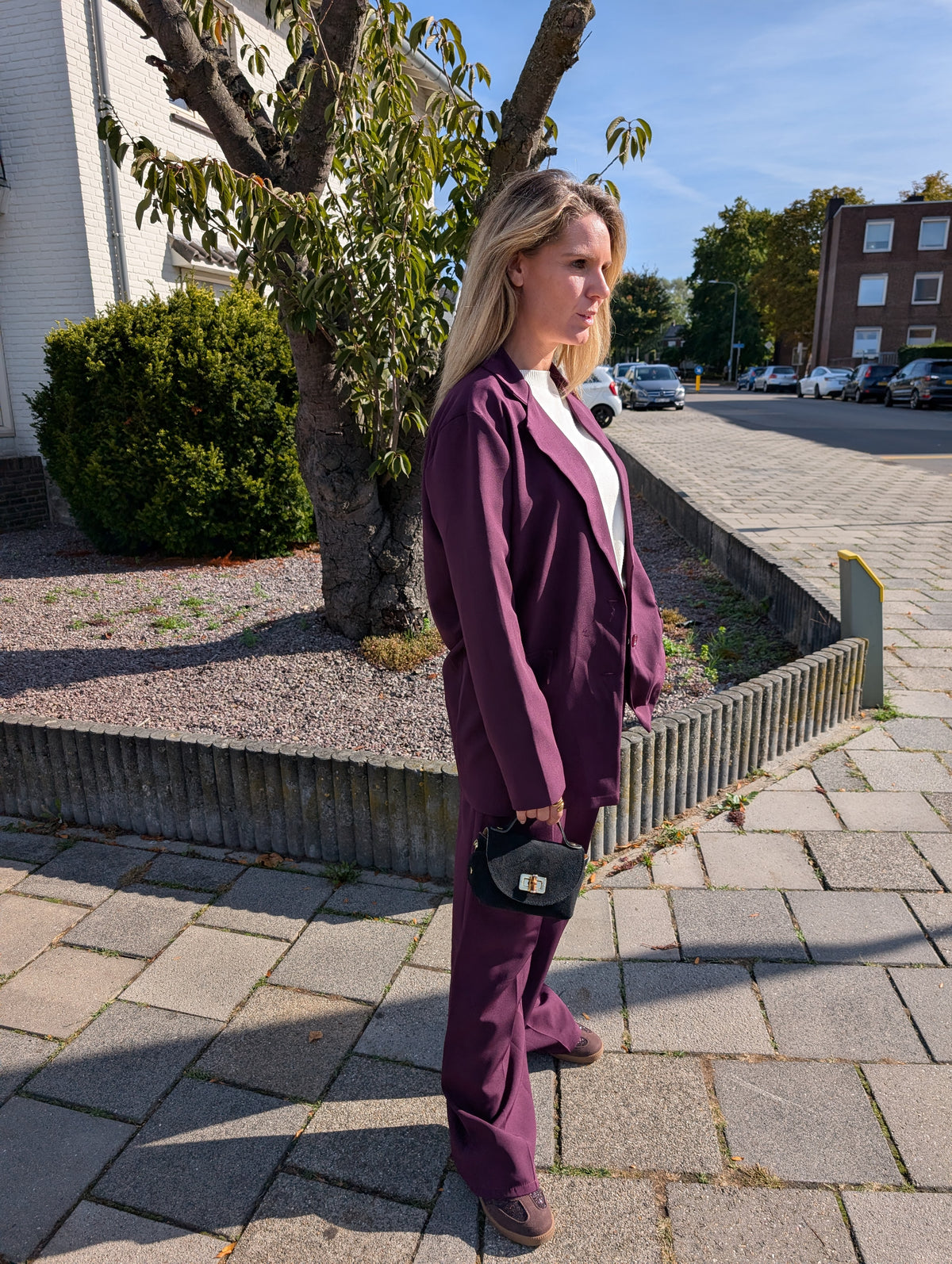 Trendy Oversized Blazer-Wine