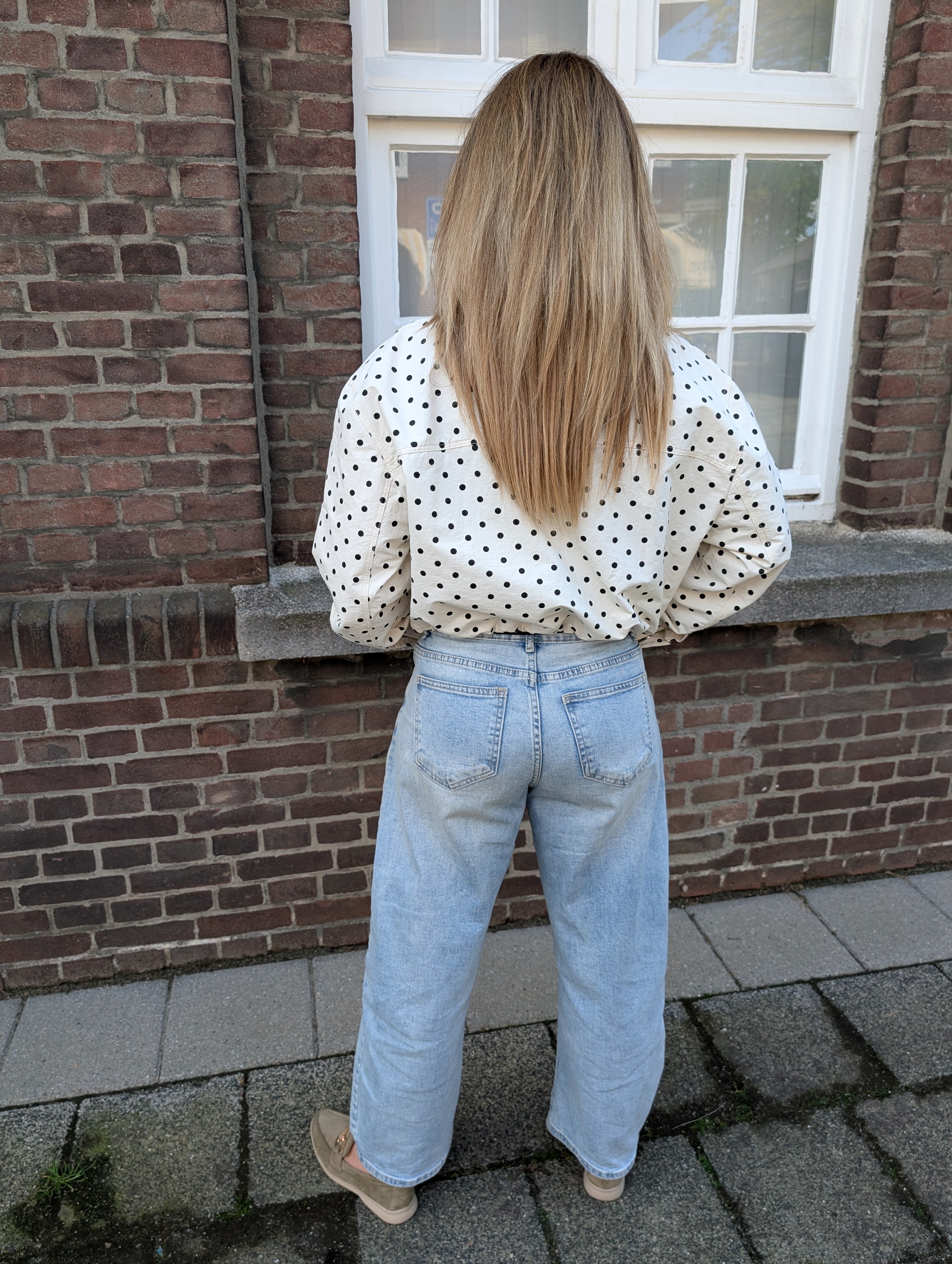 Polka Dot Statement Bomber – White/Black