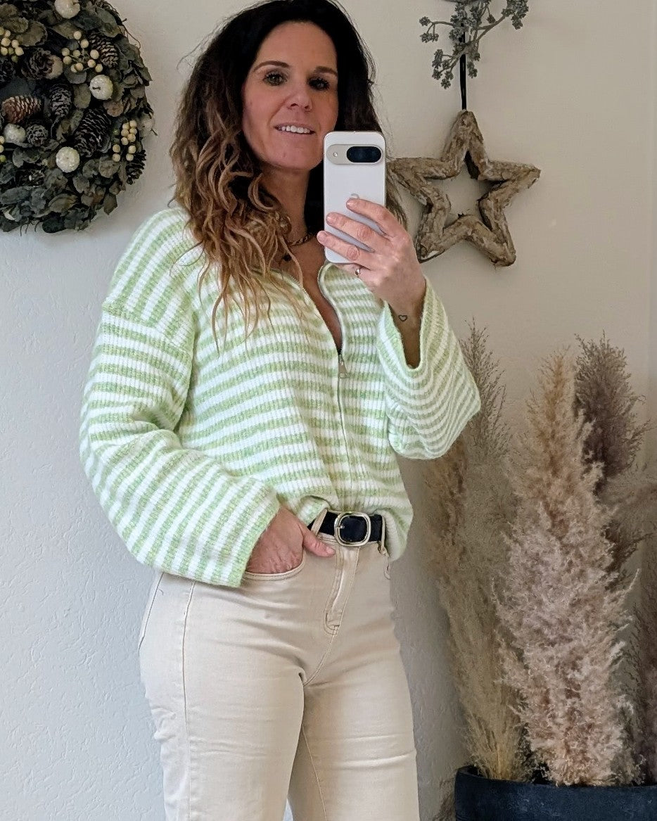 Groen Wit Gestreept Dames Vest