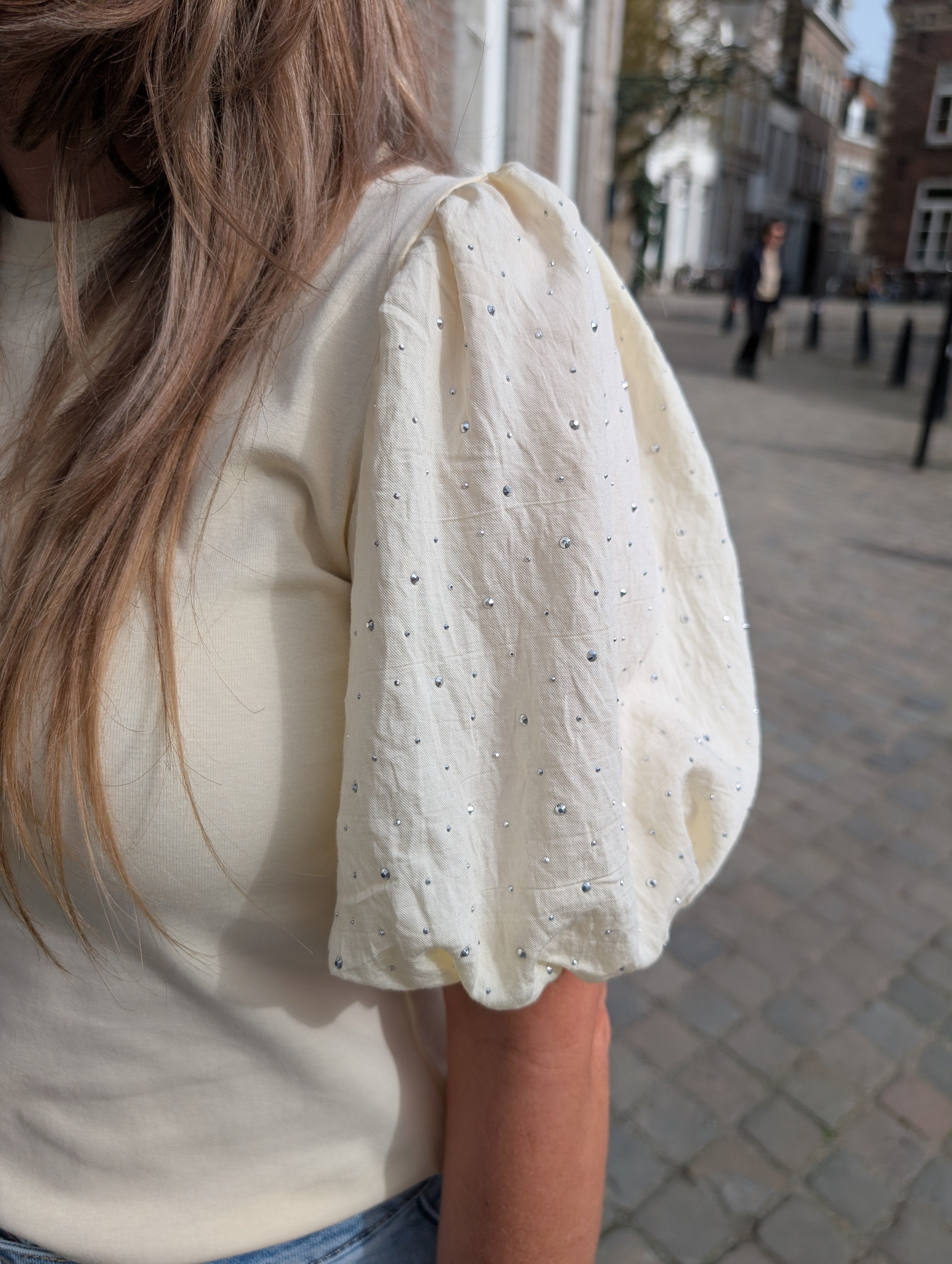 Zachtgeel Romantische Top Met Pofmouwen