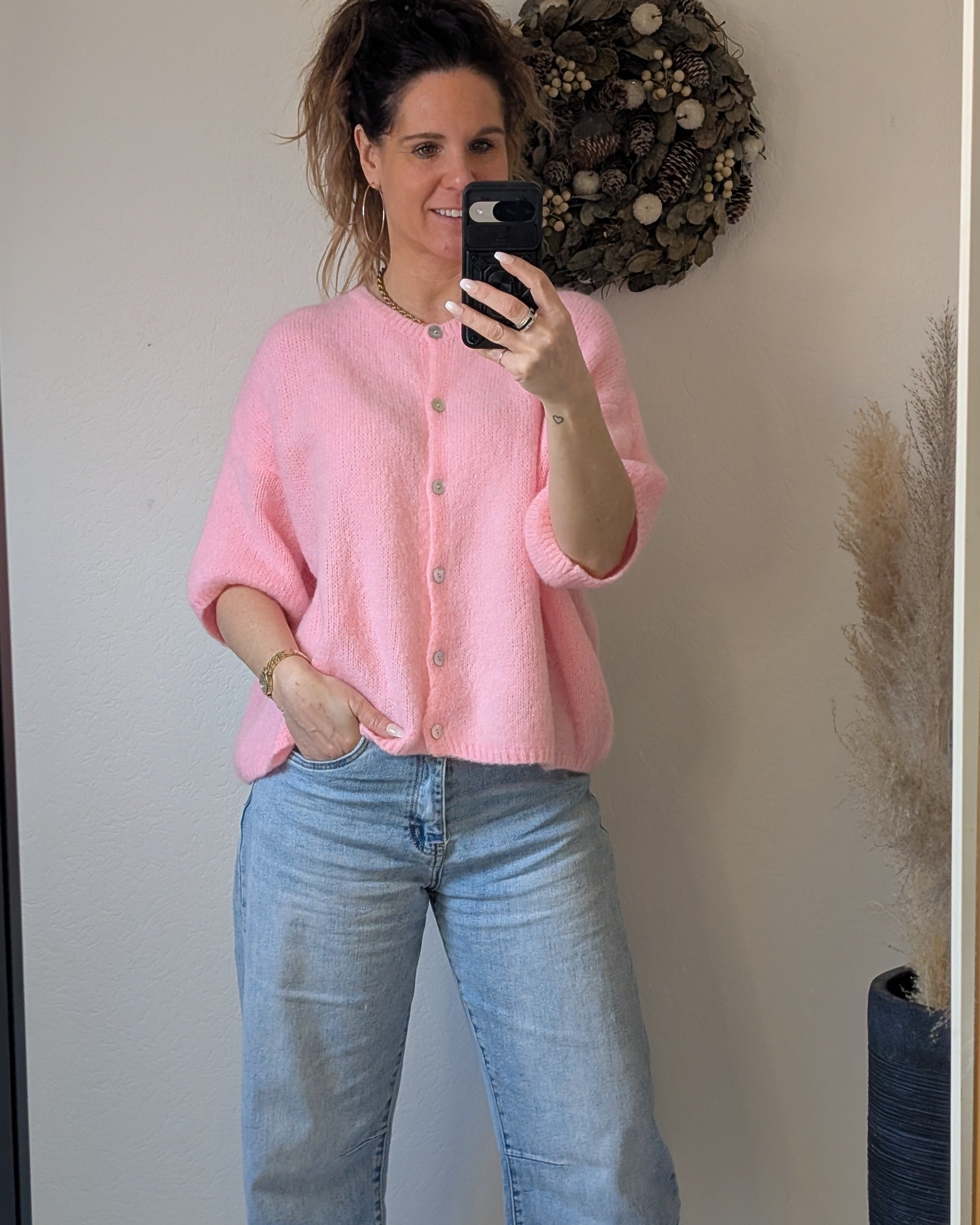 Roze Gebreid Vest