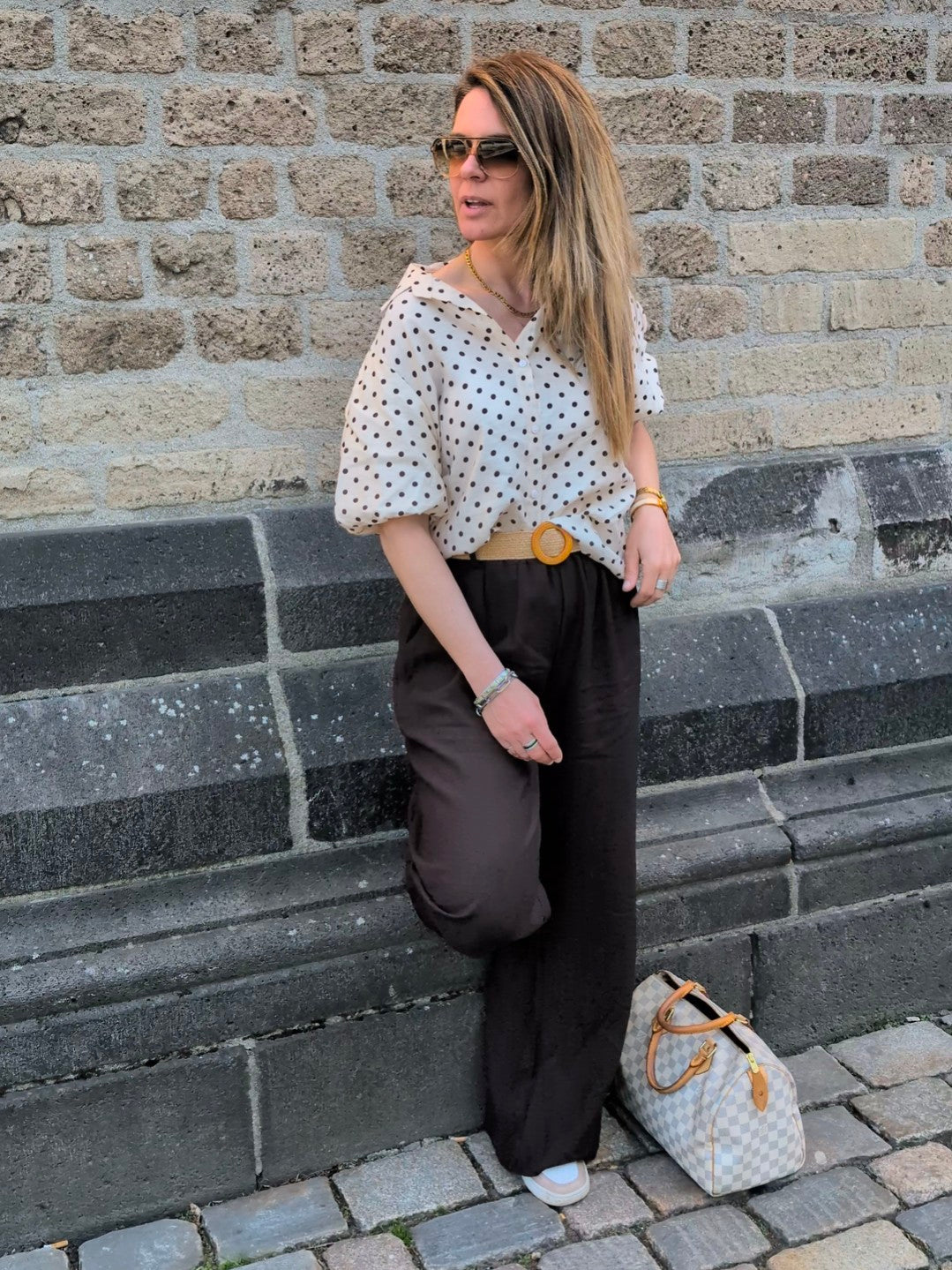 Gepofte Polka Dot Blouse
