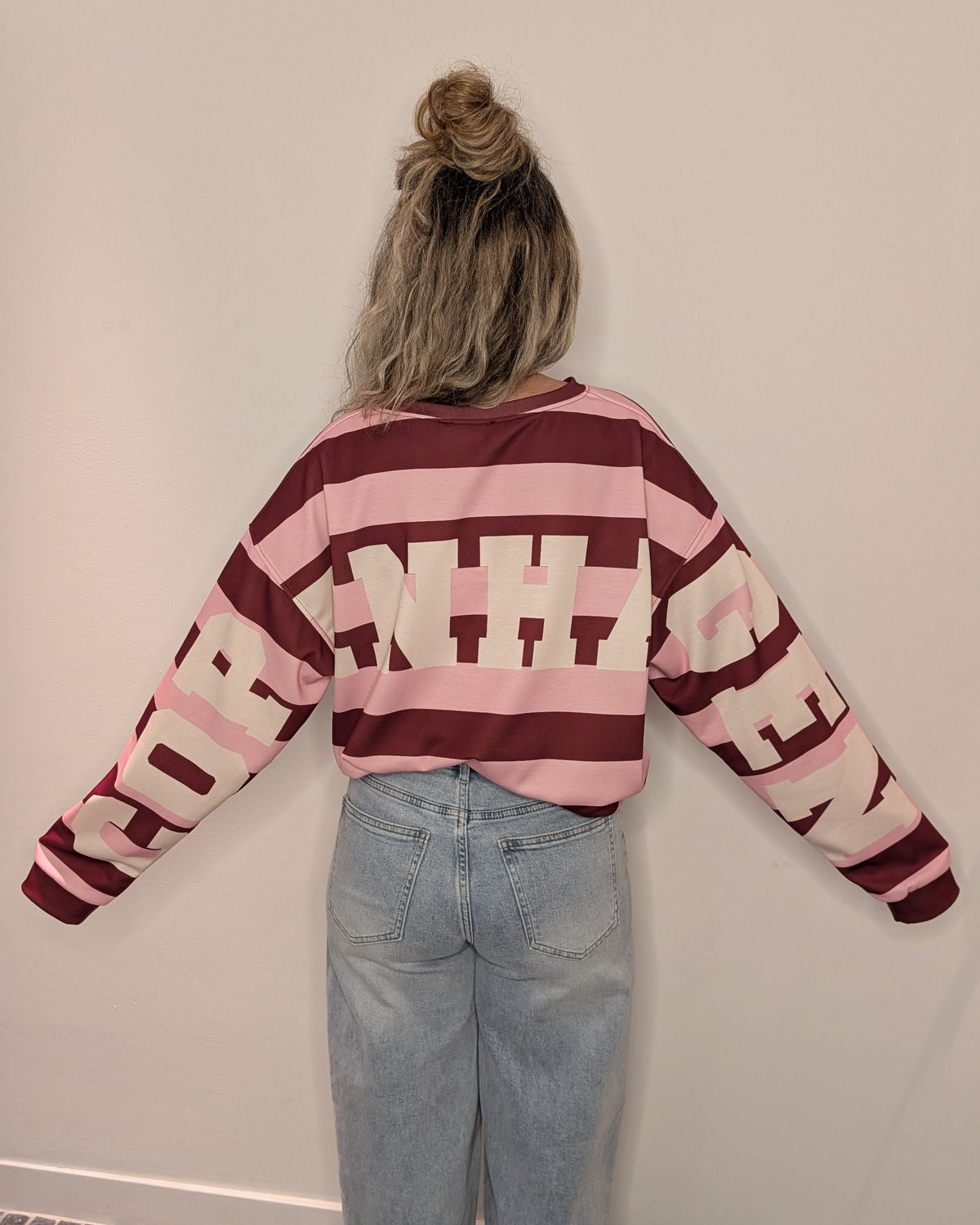 Oversized Gestreepte Sweater 'Copenhagen' – Roze & Bordeaux