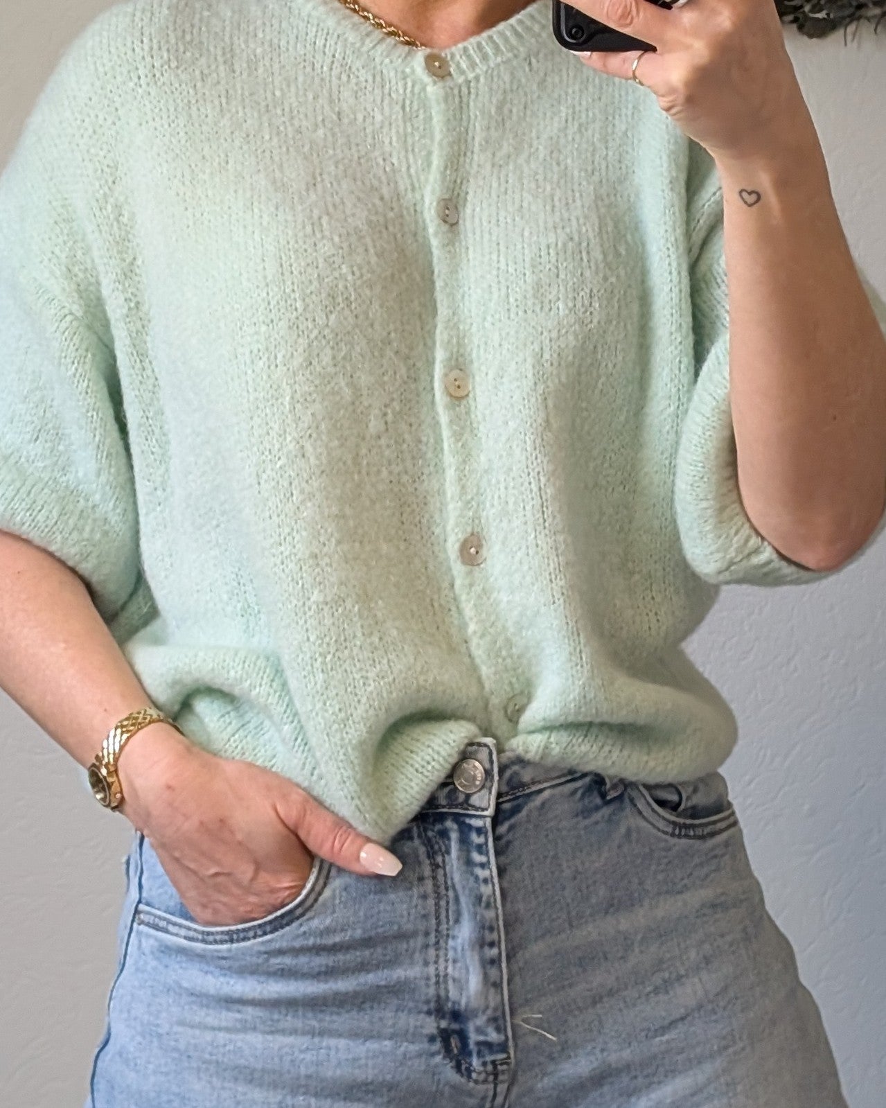 Mintgroen Gebreid Vest