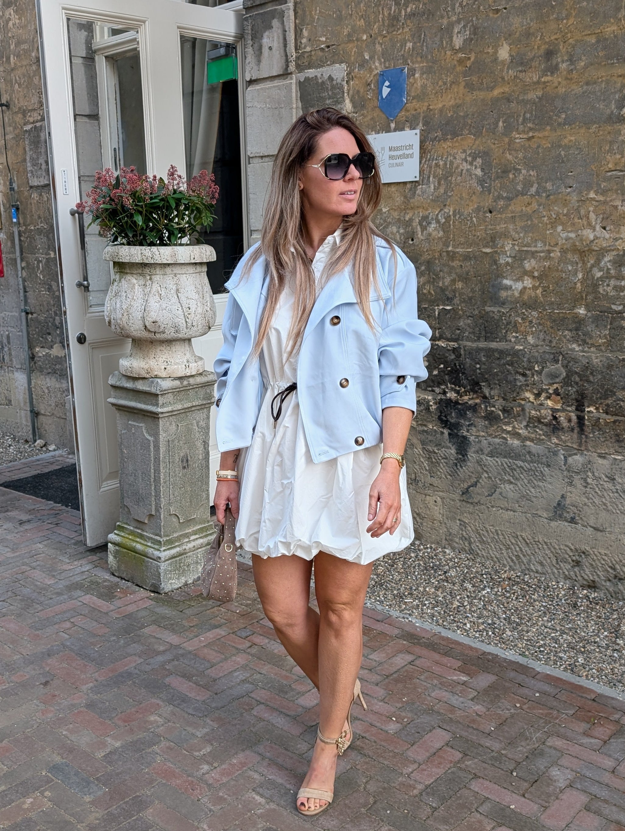 Elegante Witte Dames Jurk met Ballonrok