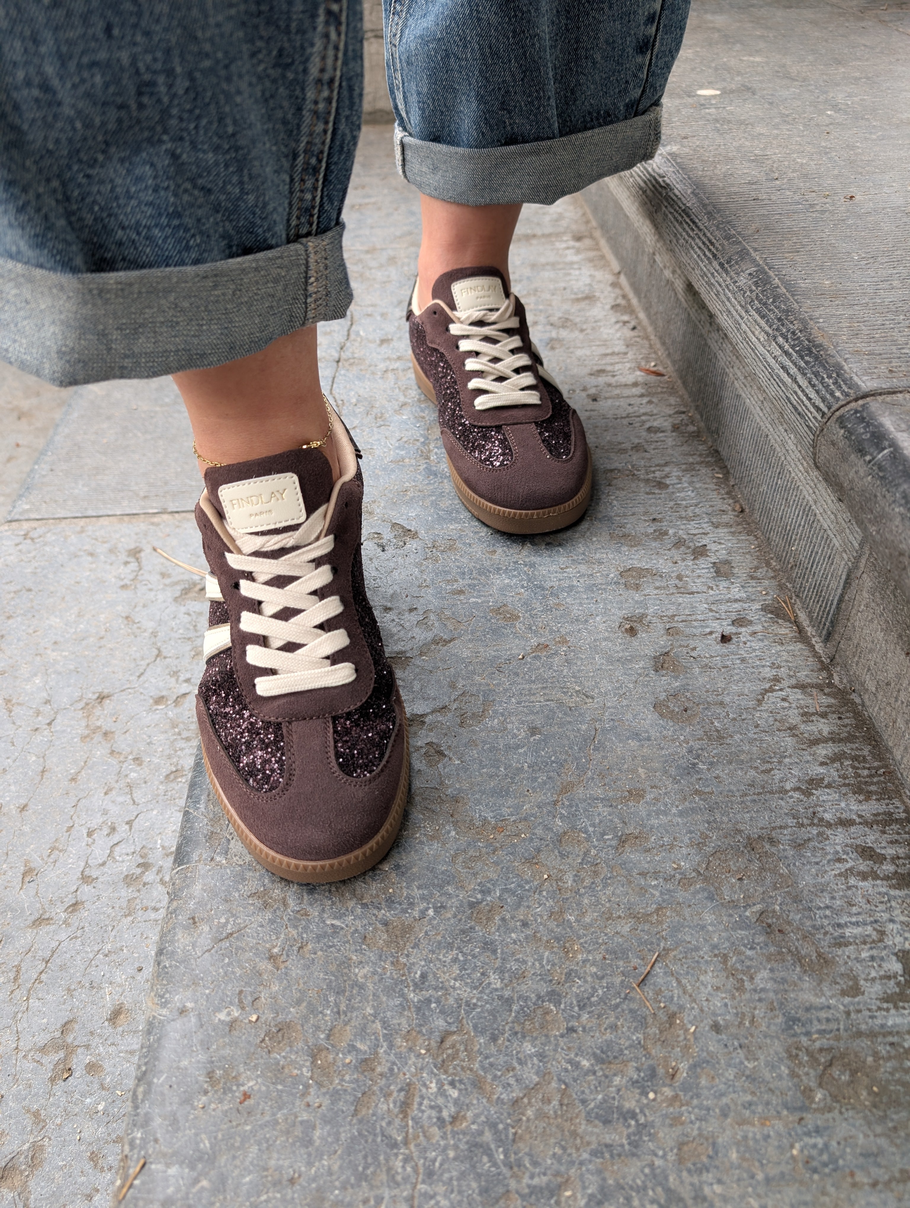 Wine Sparkle Sneakers – Glitter & Luipaard Details
