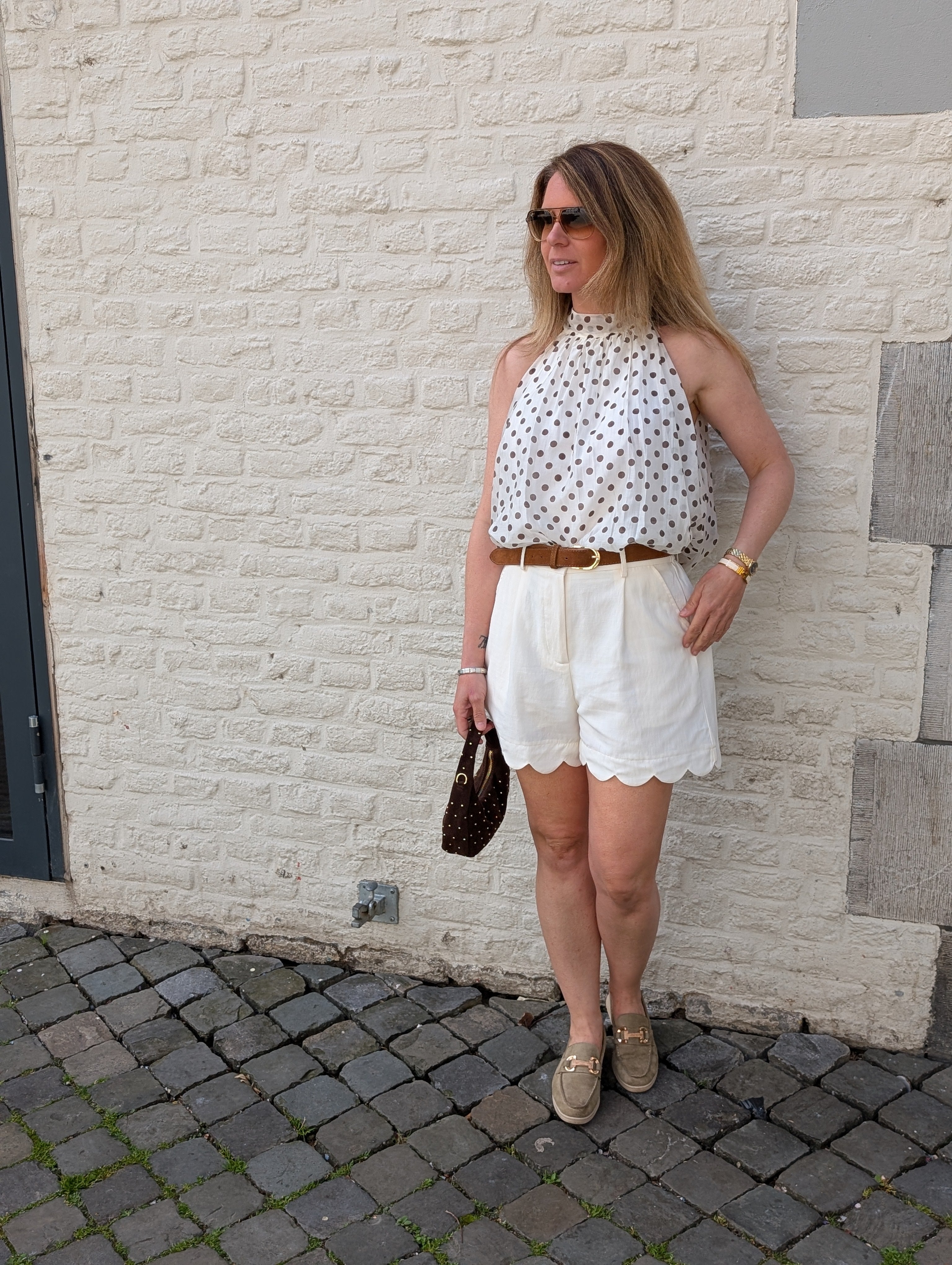 Polka Dot Halter Top - Bubble Hem