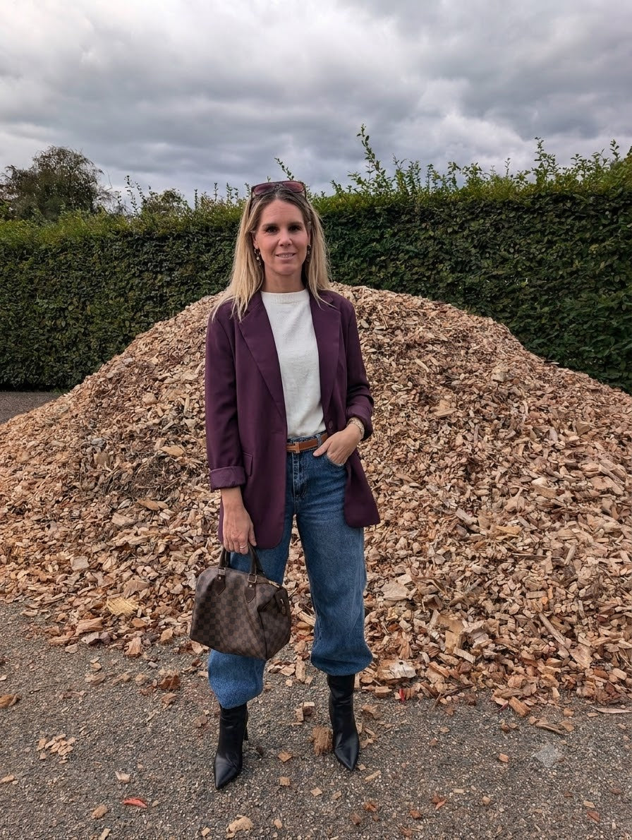 Trendy Oversized Blazer-Wine
