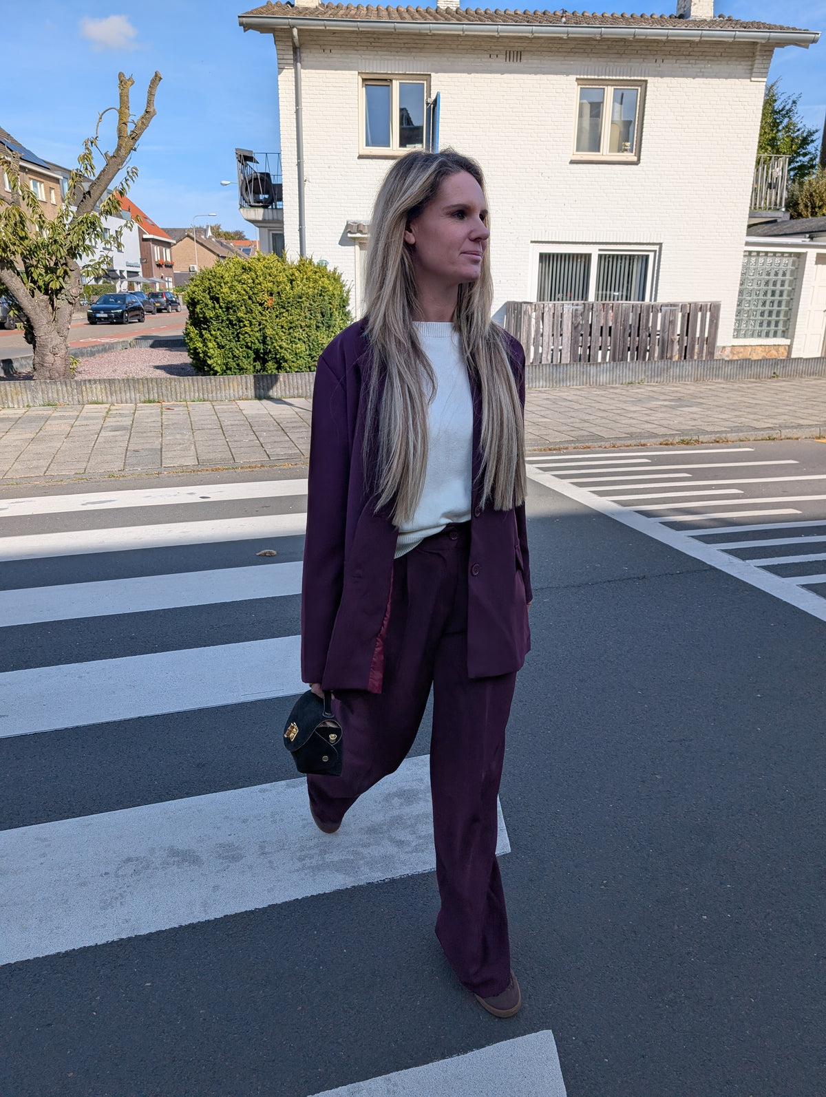 Trendy Oversized Blazer-Wine