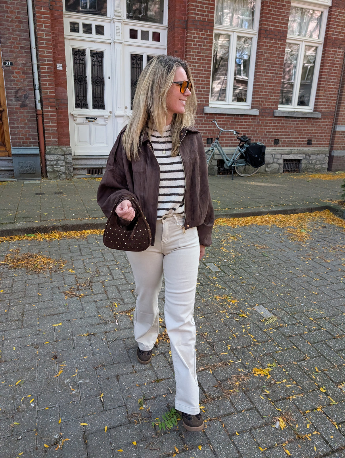 Oversized Suèdine Bomber Jasje – Donkerbruin