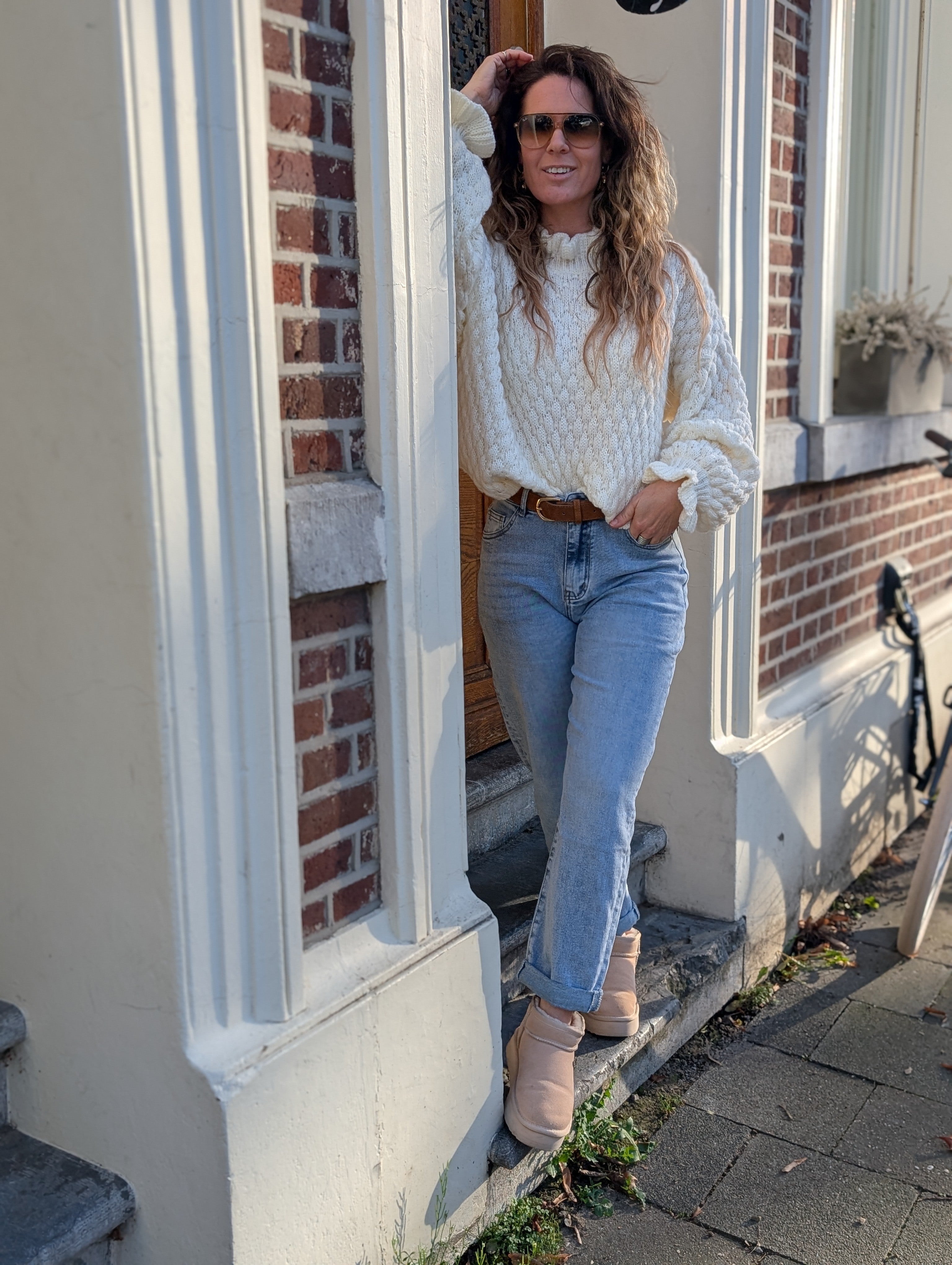 Gebreide trui met ruffles